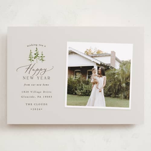 This is a slate holiday photo cards with standard by Everett Paper Goods called little pines printing on recycled smooth signature in grand