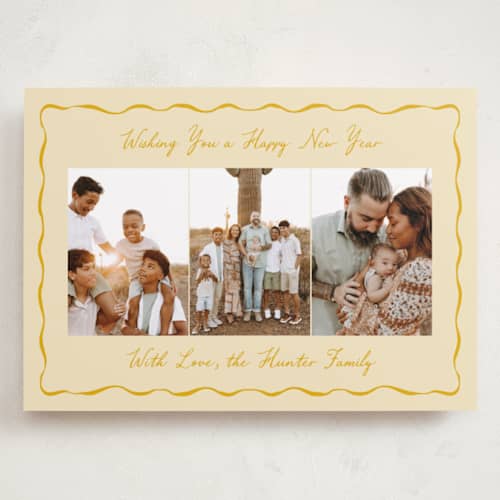 This is a buttercup holiday photo cards with standard by Nicoletta Savod called vintage charm printing on recycled smooth signature in grand