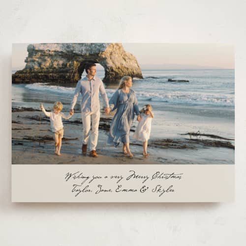 This is a ivory holiday photo cards with standard by Cass Loh called written wish printing on recycled smooth signature in grand