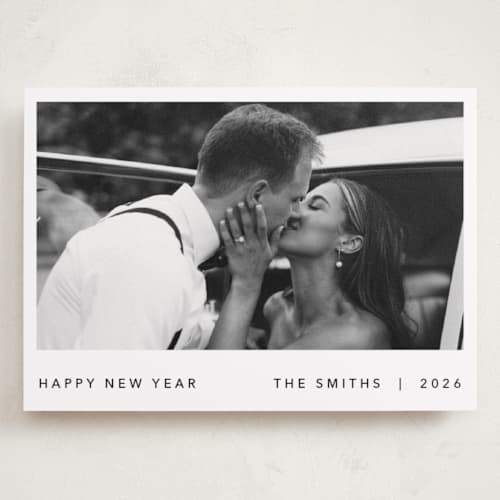 This is a tuxedo holiday photo cards with standard by Brook Metts called simple & sweet new year printing on recycled smooth signature in grand
