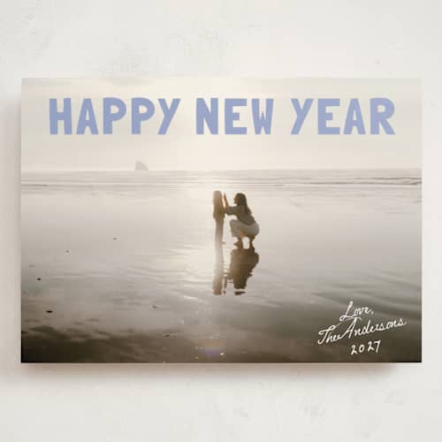 This is a frosted sky holiday photo cards with standard by Cass Loh called boldly soft printing on recycled smooth signature in grand