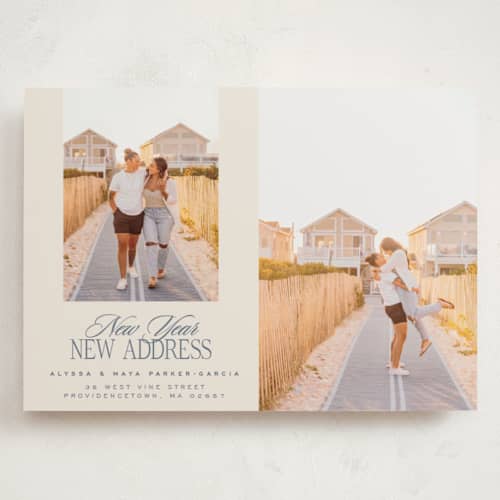 This is a sea holiday photo cards with standard by Jenna Holcomb called new home duo printing on recycled smooth signature in grand