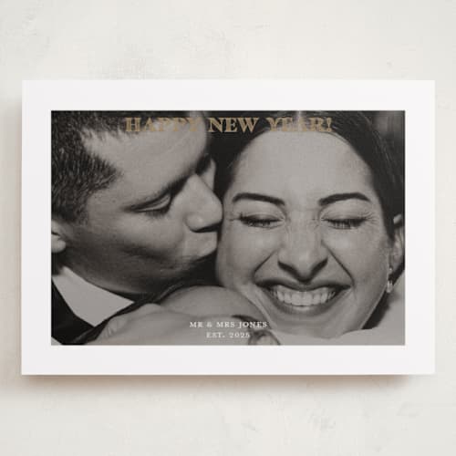 This is a caramel holiday photo cards with standard by Annie Chan called white border printing on recycled smooth signature in grand