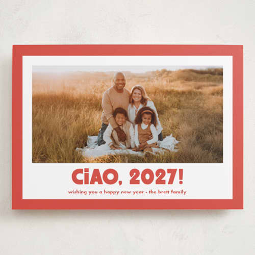 This is a tomato holiday photo cards with standard by Megan Davis called trattoria printing on recycled smooth signature in grand