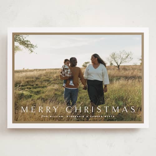 This is a cotton holiday photo cards with standard by Amy Kross called winds printing on recycled smooth signature in grand