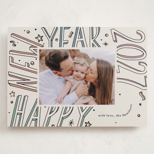 This is a pastel holiday photo cards with standard by letterfix called all fun printing on recycled smooth signature in grand