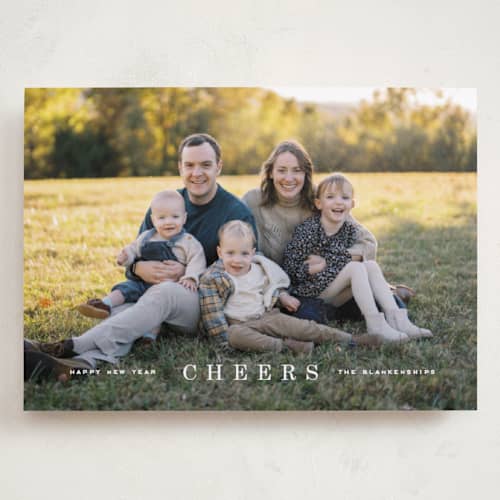 This is a cotton holiday photo cards with standard by Amy Kross called strand printing on recycled smooth signature in grand