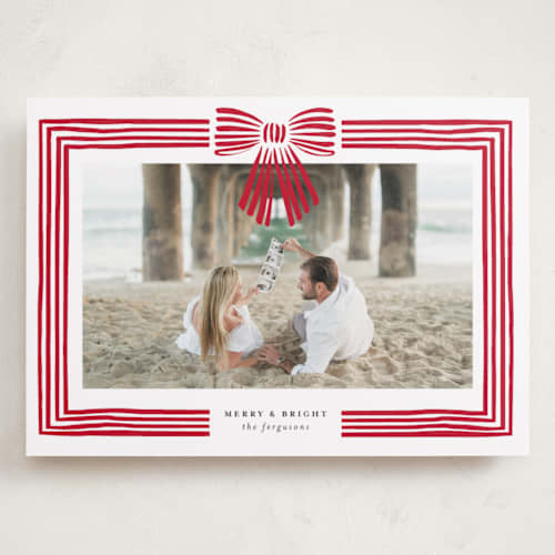 This is a snow holiday photo cards with standard by Iveta Angelova called ribbon framed printing on recycled smooth signature in grand