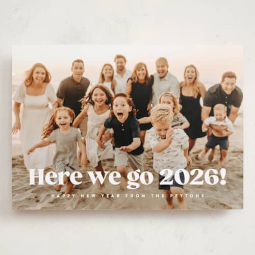 This is a snow holiday photo cards with standard by Kristie Kern called here we go! printing on recycled smooth signature in grand