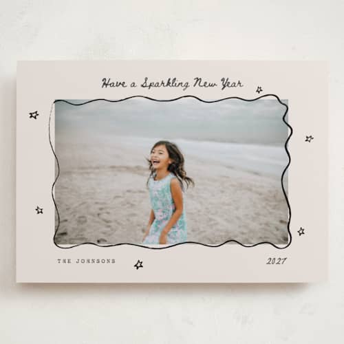 This is a ink holiday photo cards with standard by Mandy Lee called new year doodles printing on recycled smooth signature in grand
