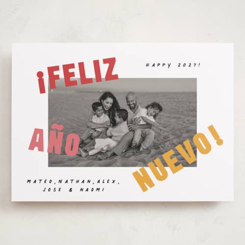 This is a sunset holiday photo cards with standard by Olivia Raufman called año nuevo printing on recycled smooth signature in grand