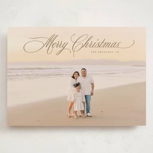 This is a sand holiday photo cards with standard by Christy Hy Lee called classically printing on recycled smooth signature in grand