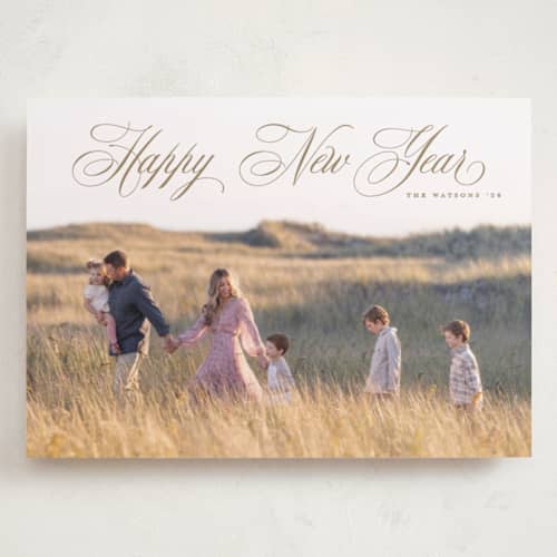 This is a sand holiday photo cards with standard by Christy Hy Lee called classically printing on recycled smooth signature in grand