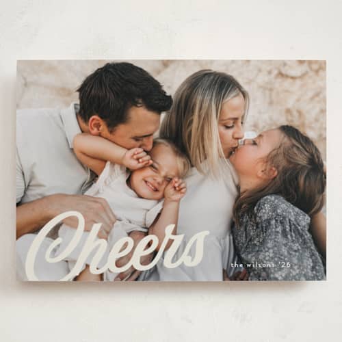 This is a snowflakes holiday photo cards with standard by Morgan Kendall called vintage script printing on recycled smooth signature in grand