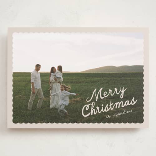 This is a creamer holiday photo cards with standard by Pixel and Hank called dispatch printing on recycled smooth signature in grand