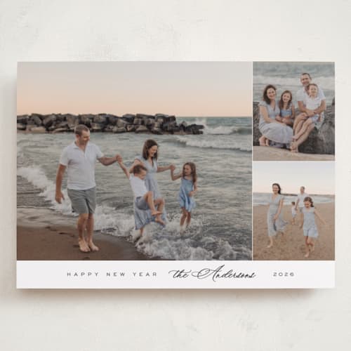 This is a snow holiday photo cards with standard by Nicole Walsh called elegant trio printing on recycled smooth signature in grand