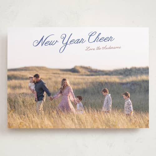 This is a blueberry holiday photo cards with standard by Cass Loh called lightly scripted printing on recycled smooth signature in grand