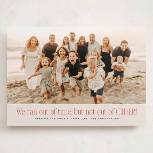 This is a eggnog holiday photo cards with standard by Erica Krystek called short on time printing on recycled smooth signature in grand