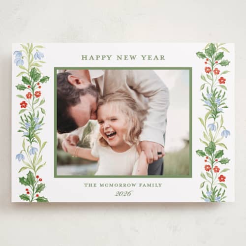 This is a evergreen holiday photo cards with standard by Sarah Knight called wintergarden printing on recycled smooth signature in grand