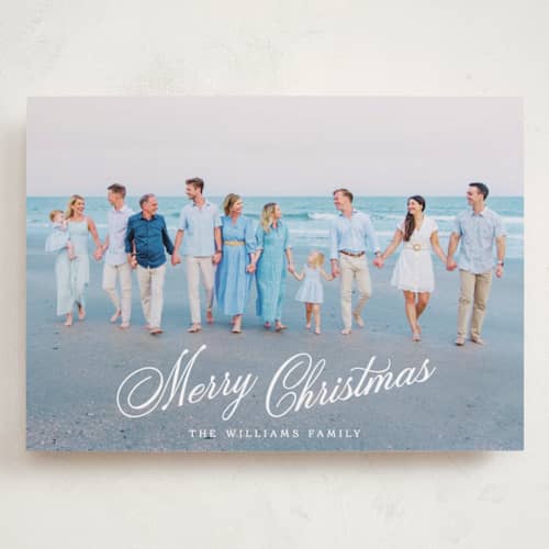 This is a snow holiday photo cards with standard by Robert and Stella called autuer printing on recycled smooth signature in grand