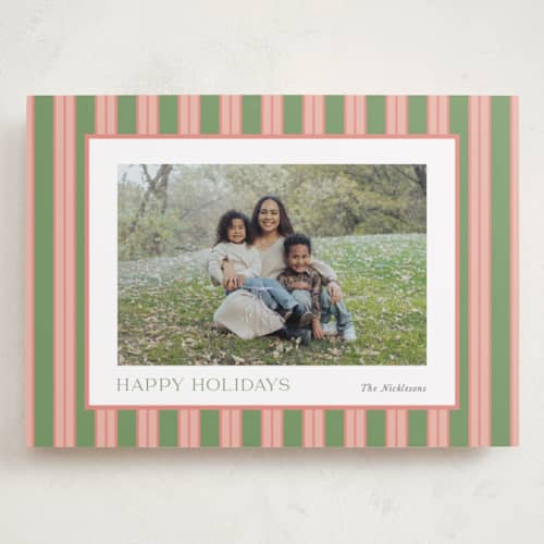This is a azalea holiday photo cards with standard by Cindy Reynolds called southern stripes printing on recycled smooth signature in grand