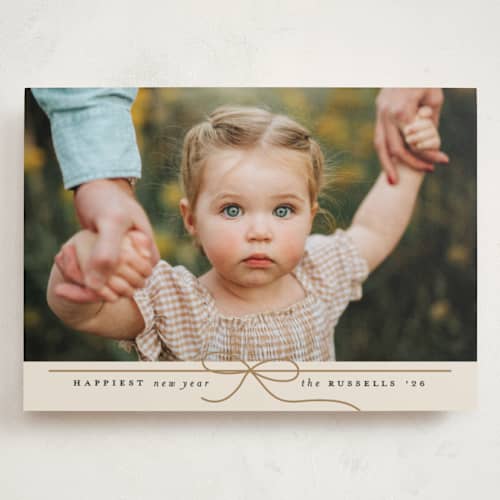 This is a eggnog holiday photo cards with standard by Erica Krystek called petite bow printing on recycled smooth signature in grand