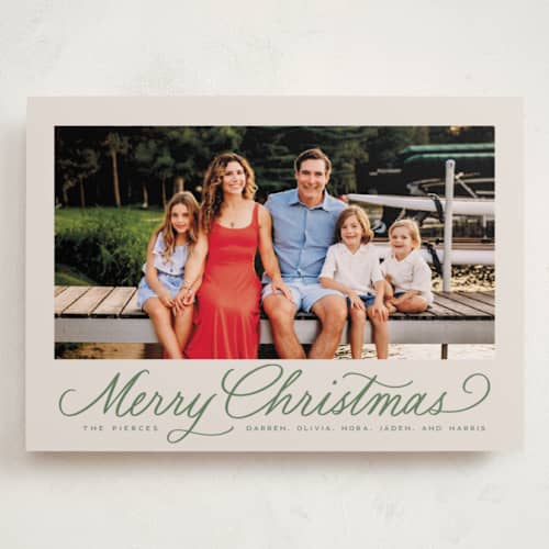 This is a fir holiday photo cards with standard by Everett Paper Goods called classically printing on recycled smooth signature in grand