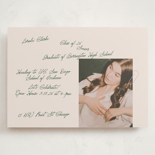 This is a kaitoke graduation invitations with standard by Phrosné Barwood called my finest diary scribble printing on recycled smooth signature in grand