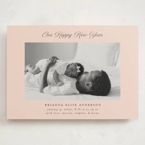 This is a cotton candy babys first christmas with standard by Jennifer Holbrook called our happy new year printing on signature in grand