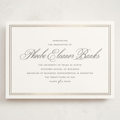 This is a inkwell graduation announcements with foil pressed by Megan Davis called scholarly charm printing on signature in grand