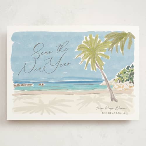 This is a pool holiday photo cards with standard by Annie Montgomery called coastal greetings printing on signature in grand