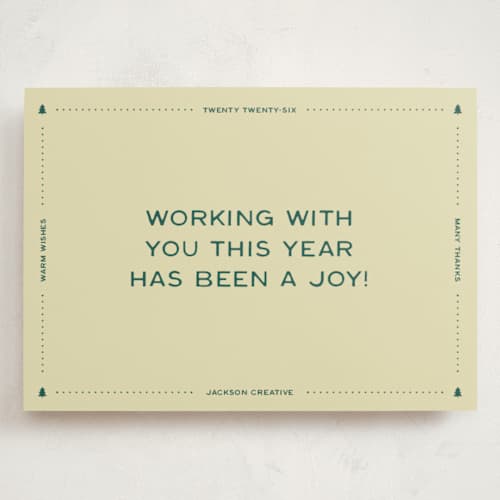 This is a mint holiday photo cards with standard by Ellen Schlegelmilch called a joy! printing on signature in grand