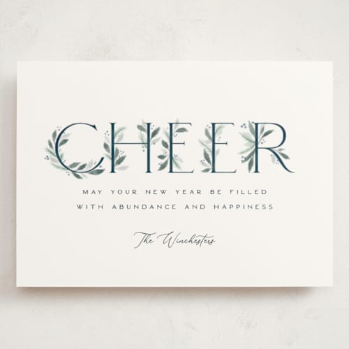 This is a winter holiday photo cards with standard by Paula Pecevich called botanical merry printing on signature in grand