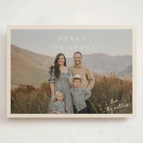This is a vanilla holiday photo cards with standard by Kasia Labocki called homebound printing on signature in grand