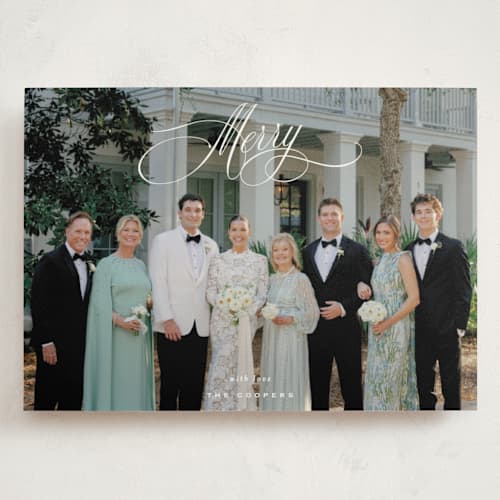 This is a snow holiday photo cards with standard by Sara Hicks Malone called timeless merry printing on signature in grand