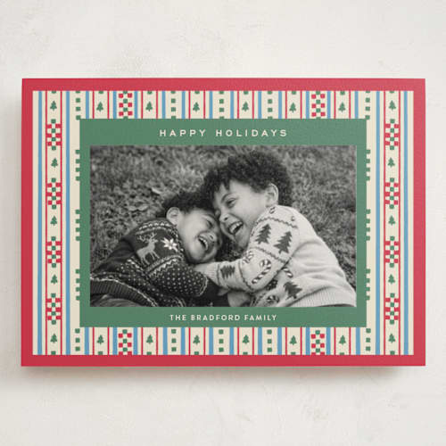 This is a poinsettia holiday photo cards with standard by Amy Kross called lauren printing on signature in grand