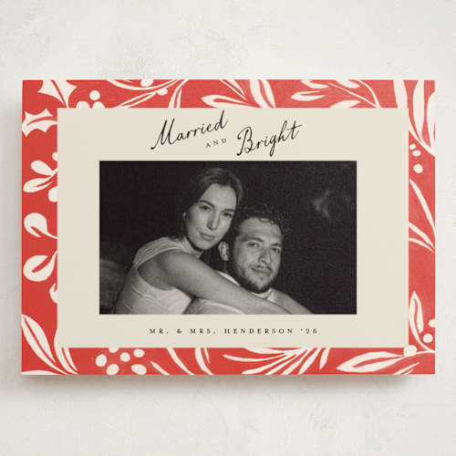 This is a candy cane holiday photo cards with standard by Teju Reval called bold botanicals printing on signature in grand