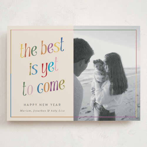 This is a cream holiday photo cards with standard by lulu and isabelle called the best printing on signature in grand