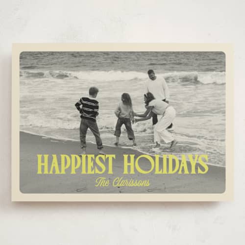 This is a sunshine holiday photo cards with standard by chocomocacino called modjeska printing on signature in grand