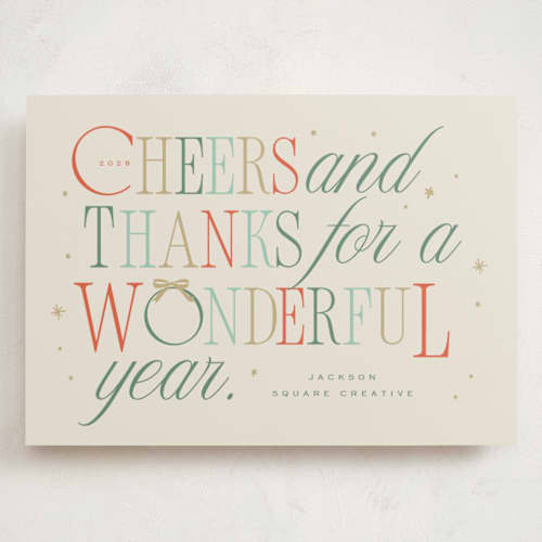 This is a taffy holiday photo cards with standard by Hannah Williams called colorful cheers printing on signature in grand