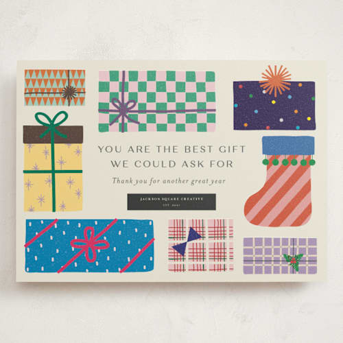 This is a festive holiday photo cards with standard by lulu and isabelle called the best gift printing on signature in grand