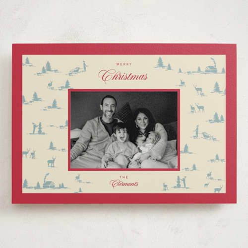 This is a blue spruce holiday photo cards with standard by Jen Ramsey called christmas forest printing on signature in grand