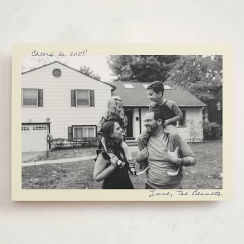 This is a bluebird holiday photo cards with standard by Helena Vitto called nostalgia printing on signature in grand