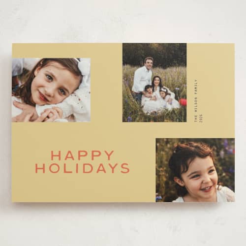 This is a sunshine holiday photo cards with standard by Ana de Sousa called golden moments printing on signature in grand