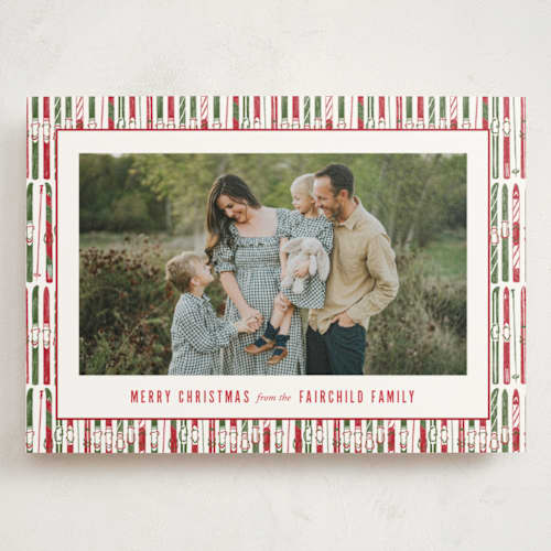 This is a santa holiday photo cards with standard by Aubrey Fairchild called a ski christmas printing on signature in grand