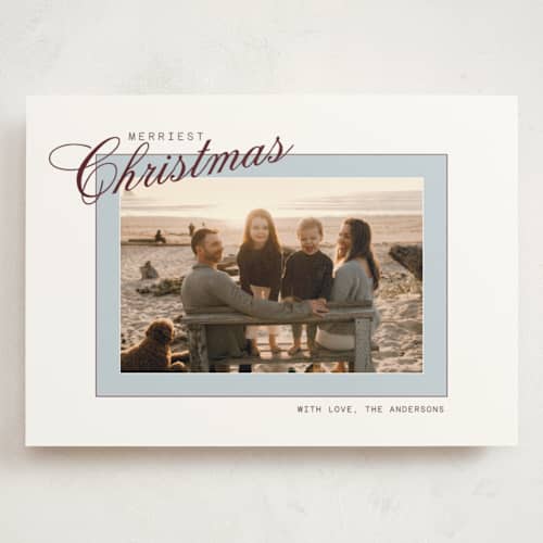 This is a ice holiday photo cards with standard by Cass Loh called framed script printing on signature in grand