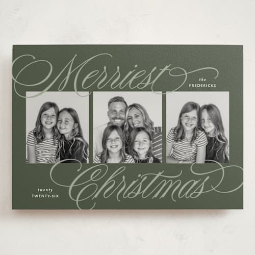 This is a forest holiday photo cards with standard by Jackie Crawford called classical trio printing on signature in grand