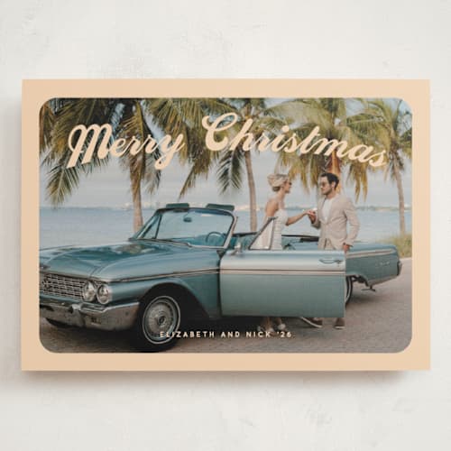 This is a eggnog holiday photo cards with standard by Snow and Ivy called tour printing on signature in grand
