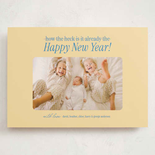 This is a sunshine holiday photo cards with standard by Mellary Bitner called time flies printing on signature in grand