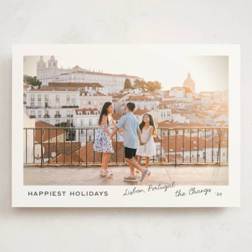 This is a vanilla holiday photo cards with standard by Creo Study called vignette postcard printing on signature in grand
